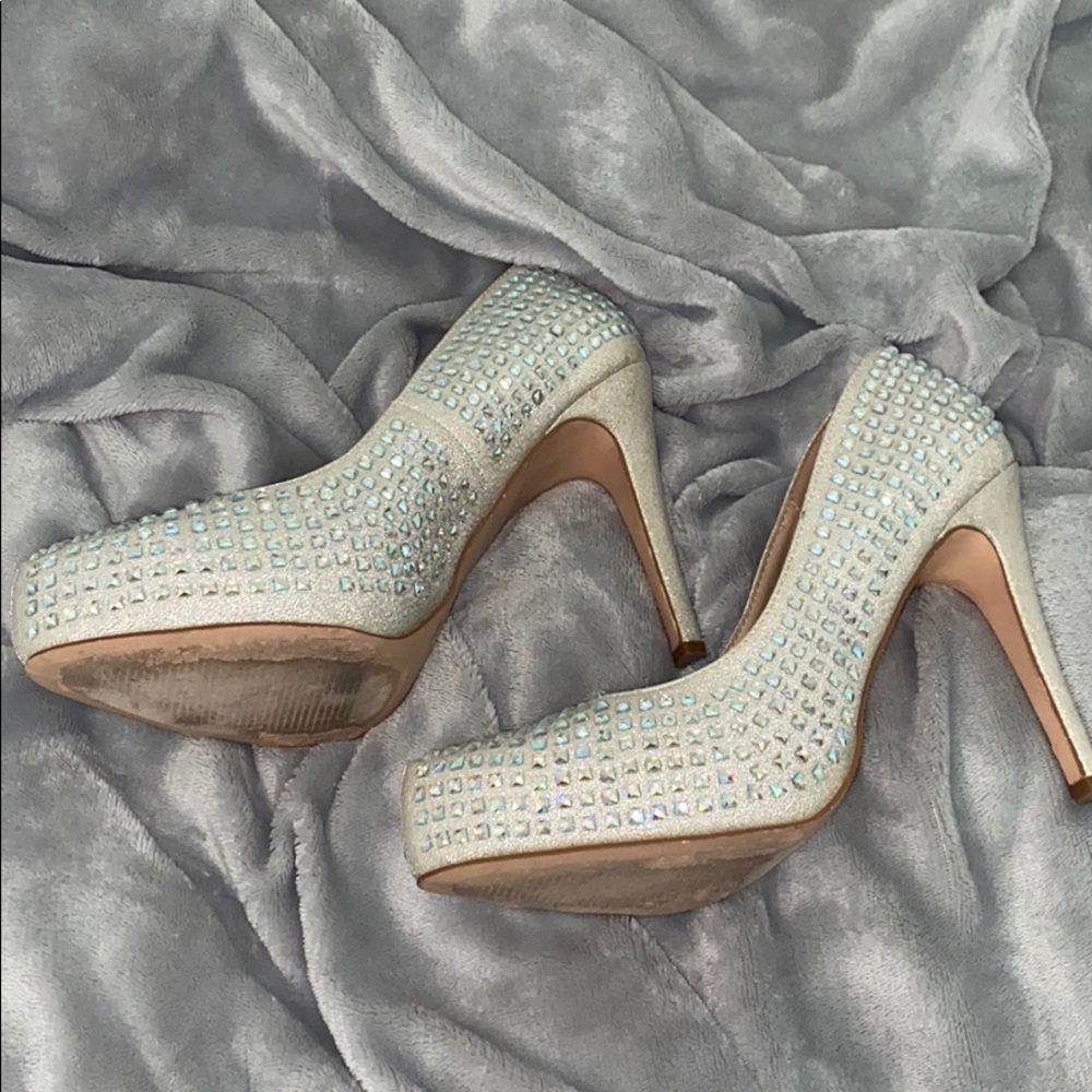 Silver Multicolored Rhinestone Heels - Picture 3 of 3